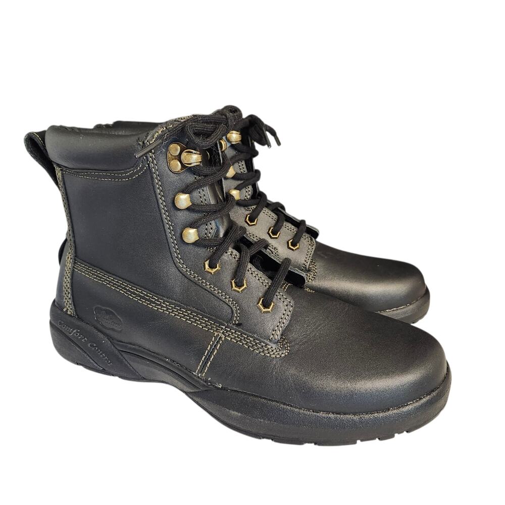 Dr Comfort Mens Leather Boss Black Work Boots #9510 Sz 10W Goth Biker Military